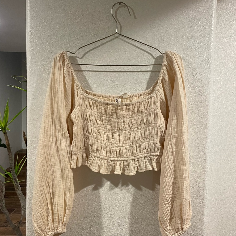 Roxy Cream Long Sleeve Blouse
